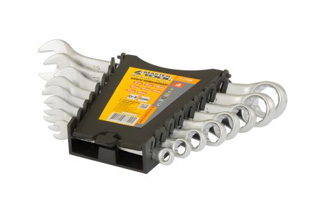 Набір SATIN FINISH ріжково-накидні ключі 8 шт (6/8/10/12/13/14/17/19 мм) 31CRV3 DIN3113 MASTERTOOL 71-2108 Набір SATIN FINISH ріжково-накидні ключі 8 шт (6/8/10/12/13/14/17/19 мм) 31CRV3 DIN3113 MASTERTOOL 71-2108