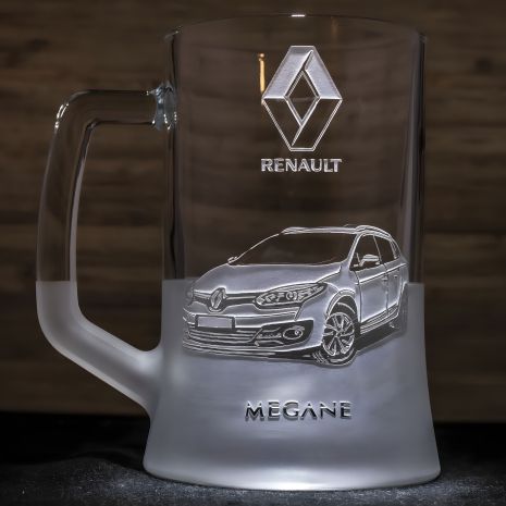 Сувенірний бокал для пива з гравіюванням Renault Megane - Рено Меган