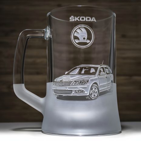 Бокал сувенірний для пива з гравіюванням SKODA Octavia Шкода Октавія Універсал