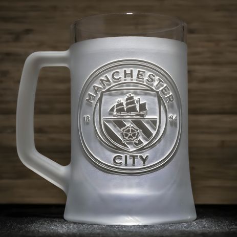 Пивной бокал с нанесением логотипа FC Manchester City SandDecor Пивной бокал с нанесением логотипа FC Manchester City SandDecor