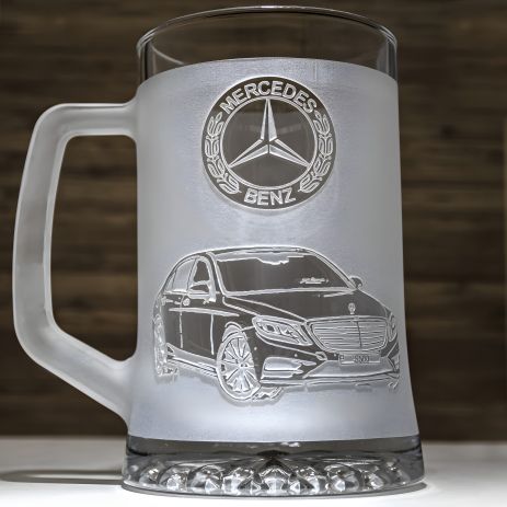 Бокал для пива с гравировкой Mersedes S 500 SandDecor