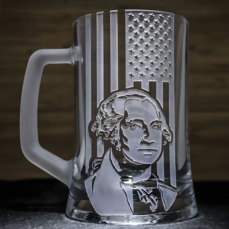Кухоль для пива з гравіюванням фото Джоржа Вашингтона SandDecor BeerMug