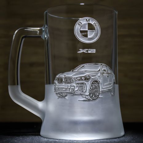 Бокал для пива с гравировкой BMW X6 от SandDecor