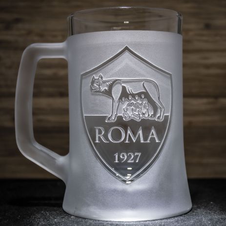 Келих для пива з гравіюванням логотипу ФК Рома FC Roma SandDecor