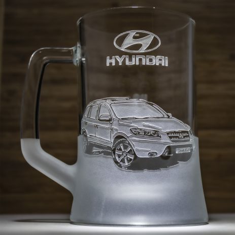 Бокал для пива з гравіюванням авто Hyundai Santa Fe