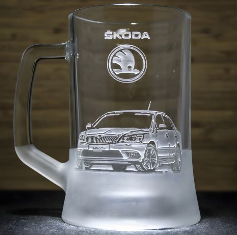 Бокал для пива с гравировкой SKODA Octavia - Шкода Октавия