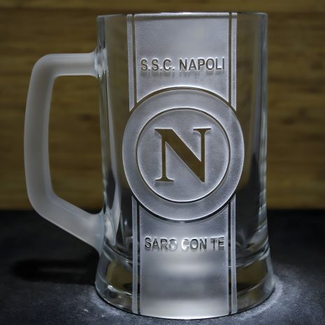 Пивной бокал с гравировкой ФК Наполи, матовая ручка