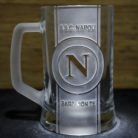 Пивний келих з гравіюванням логотипу та гаслом футбольного клубу Наполі, матова ручка