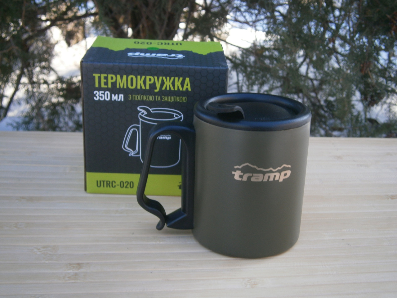 Термокружка Tramp TRC-020 с чашкой и защелкивающейся ручкой, оливковая 350 мл Термокружка Tramp TRC-020 с чашкой и защелкивающейся ручкой, оливковая 350 мл