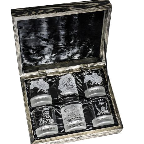 Подарочный набор для виски с гравировкой в деревянной коробке, для настоящего патриота