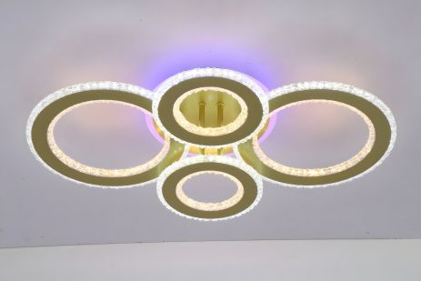 Акриловая светодиодная люстра VALESO V K29091-2 2 1 Flash gold с пультом