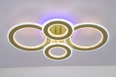 Акрилова світлодіодна люстра VALESO V K29091-2+2+1 Flash gold з пультом