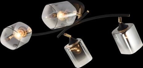 Люстра-декор IS XA1439/4 черная с золотыми элементами и четырьмя плафонами