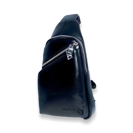 Слінг-сумка чоловіча із екошкіри, основний один відділ та дві кишені на блискавці