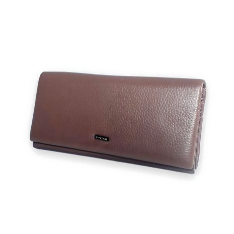 Женский кожаный кошелек на три отделения для купюр, цвет коричневый