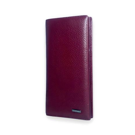 Шкіряний бордовий жіночий гаманець, 3 відділення для купюр