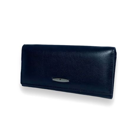 Гаманець жіночий класичний з натуральної шкіри, 4 відділа для купюр, чорний