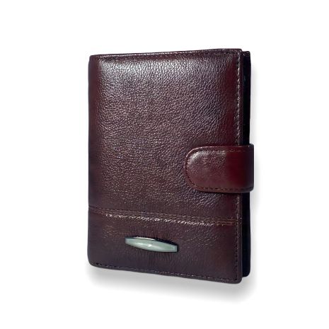 Чоловічий гаманець, натуральна шкіра, два відділи для купюр, колір крімсон
