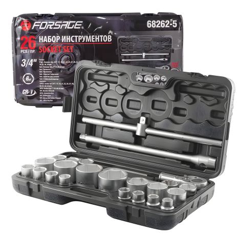 Инструментальный набор 26 предметов, 3/4" 1"(6гр.) FORSAGE F-68262-5