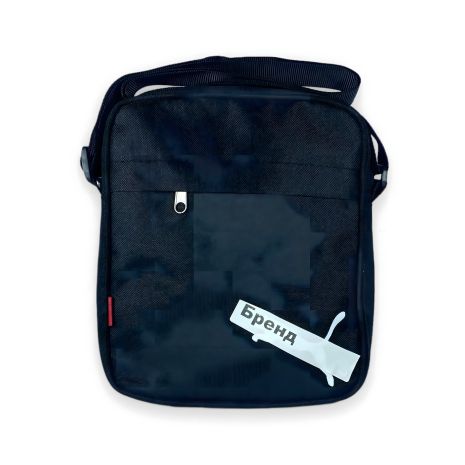 Черная мужская сумка через плечо на одно отделение с принтом 2