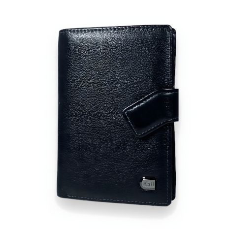 Мужской кошелек, кожаный, с отделениями для документов, стильный черный