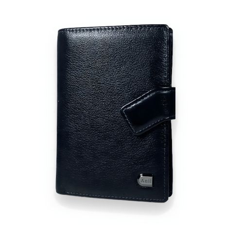 Мужской кошелек, кожаный, с отделениями для документов, стильный черный