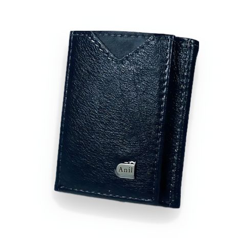 Чоловічий гаманець з натуральної шкіри, чорний, компактний