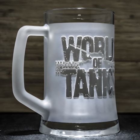 Бокал з гравіюванням для пива World of Tanks Гра танки, матовий зі смужками для губ SandDecor