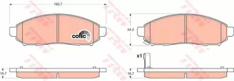 Тормозные колодки дисковые NISSAN NAVARA (D40), TRW (GDB3404)