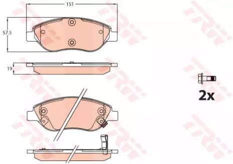 Колодки гальмові дискові FIAT Tipo F 16, TRW (GDB2228)