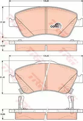 Гальмівні колодки Disk Toyota Auris F 07, TRW (GDB3481)