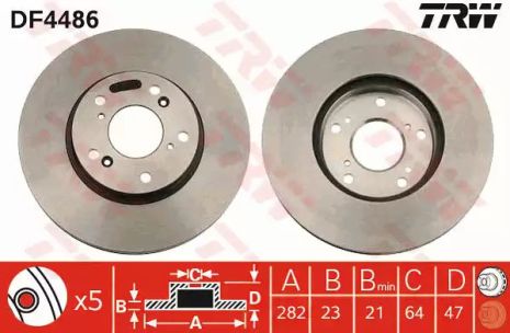 Диск гальмівний HONDA Civic/CR-V/Stream F 02, TRW (DF4486)