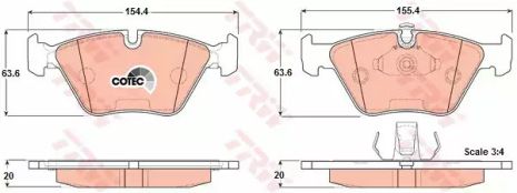 Гальмівні колодки BMW 325I/330D Touring/330i/330i Cabrio/330i Coupe/520D/520D Touring/520i/