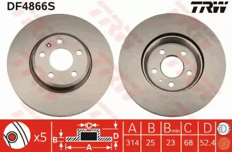 Диск гальмівний AUDI A4/A5 F 07, TRW (DF4866S)