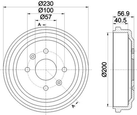 Гальмівний барабан задній Spark/Aveo/Kalos/Kalos 03-, HELLA PAGID (8DT355300961)