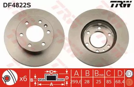 Mercedes/VW Sprinter 906/Crafter F 06, TRW (DF4822S) гальмівний диск