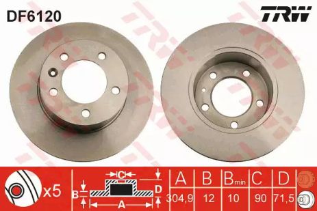 Гальмівний диск (1 шт.) Nissan/opel/renault nv400/movano/master 2.3d rd = 305 мм 10, TRW