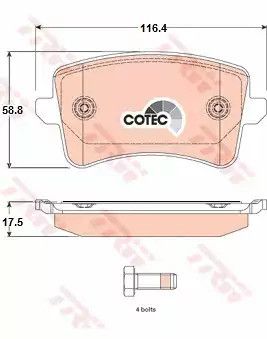 Тормозные колодки дисковые AUDI A4/A5/Q5 R 07, TRW (GDB1765)