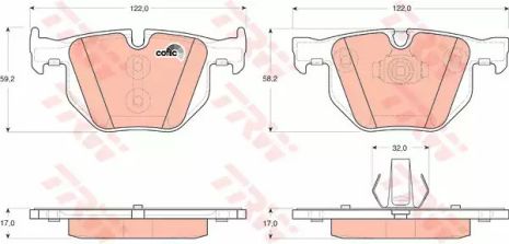 Дискові гальмівні колодки BMW X5 3.0; 3.0D/BMW x6 3.0; 3.0D, TRW (GDB1730)