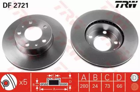 Диск гальмівний (1 шт.) CITROEN - FIAT - PEUGEOT Jumper/Jumper 27/Jumper 31/Relay/Relay 1000/Re, TRW