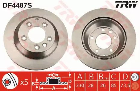 Диск тормозной AUDI/PORSCHE/VW Q7/Cayenne/Touareg R, TRW (DF4487S)