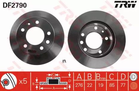 Диск тормозной (1 шт.) MERCEDES - VOLKSWAGEN Sprinter 208D/Sprinter 208E/Sprinter 210D/Sprinte, TRW