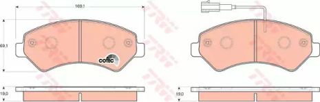 Колодки тормозные дисковые PEUGEOT/CITROEN/FIAT Boxer/Jumper/Ducato 06, TRW (GDB1703)