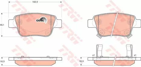 Колодки тормозные дисковые TOYOTA Avensis/Avensis Estate/Wagon/Corolla Verso, TRW (GDB3337)