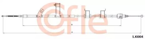 Трос ручного тормоза задний Accent/Rio 07- Пр. (барабан/ABS) (1606/1318), COFLE (1KI004)