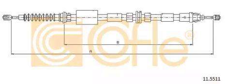 Трос ручного тормоза задний Mondeo III/IV 00- Л=Пр. (1735/1532), COFLE (115511)