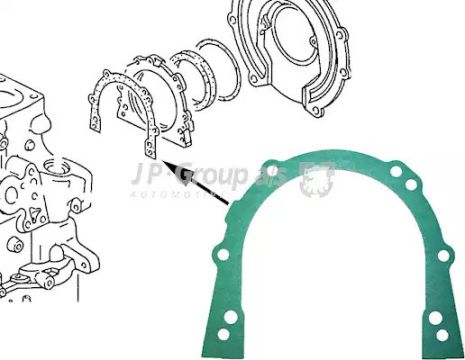 Прокладка кришки коленвала (задня) LT2.4/2.5/T4, JP Group (1119100100)