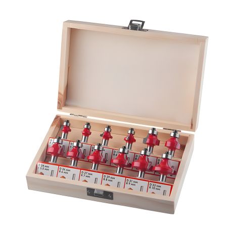 Комплект калёвочных фрез, 12 шт. INTERTOOL HT-0077