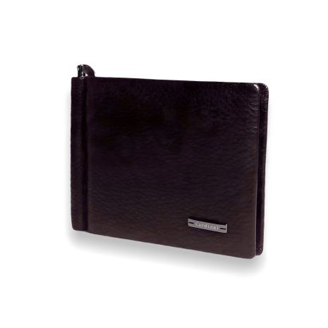 Мужской коричневый кожаный кошелек-зажим