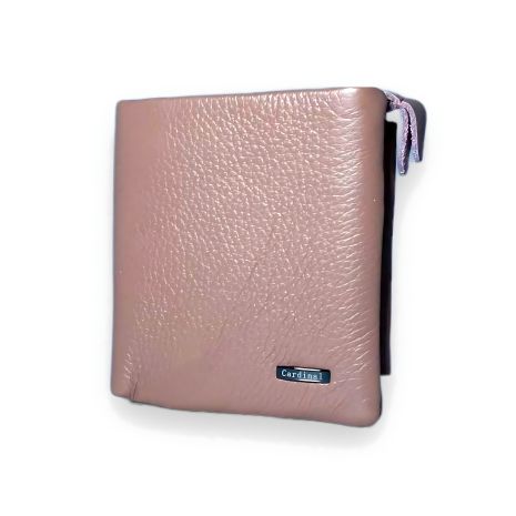 Шкіряний жіночий гаманець елегантний, 1 відділ для купюр, колір пудра